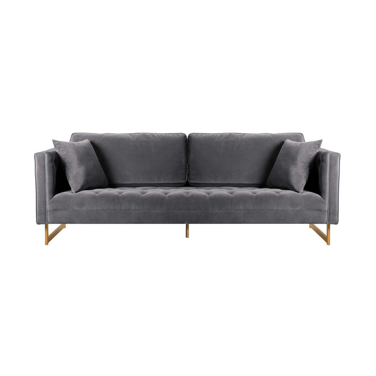 Lenox Blue Velvet Modern Sofa with Brass Legs By Armen Living | Sofas | Modishstore - 8