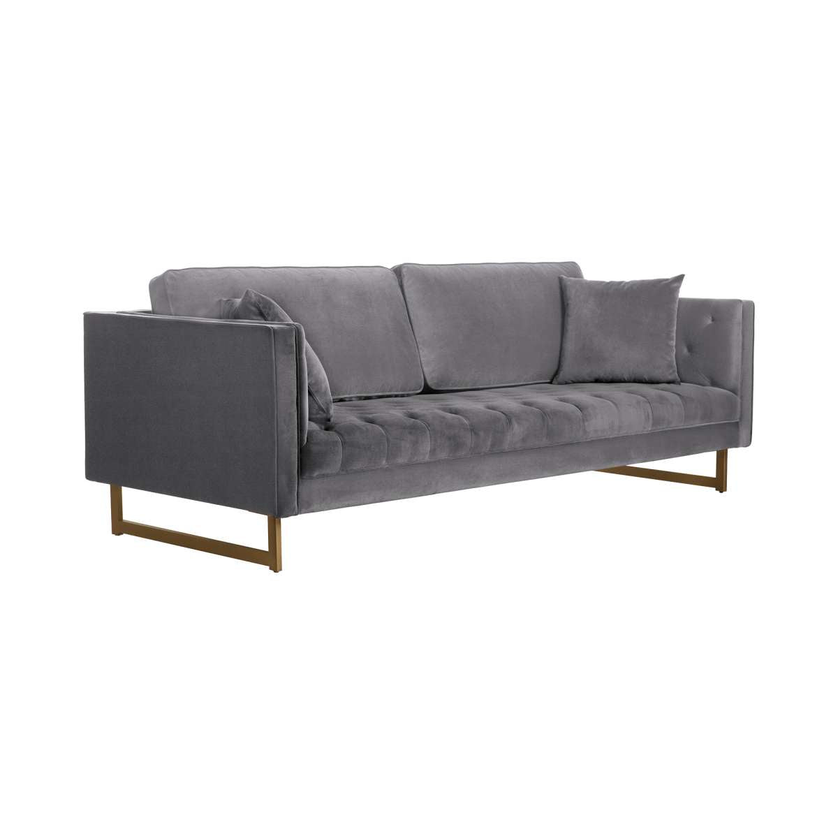 Lenox Blue Velvet Modern Sofa with Brass Legs By Armen Living | Sofas | Modishstore - 9