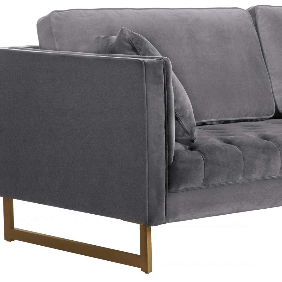 Lenox Blue Velvet Modern Sofa with Brass Legs By Armen Living | Sofas | Modishstore - 11