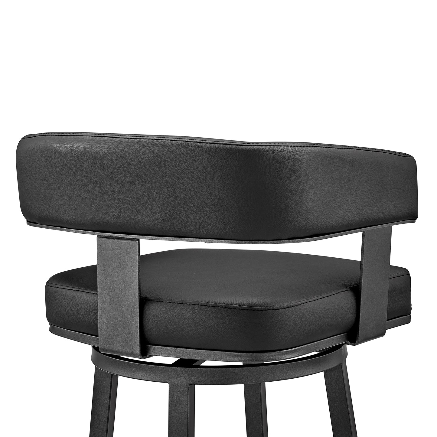 Lorin 30" Bar Height Swivel Bar Stool in Black Finish and Black Faux Leather By Armen Living | Bar Stools | Modishstore - 9