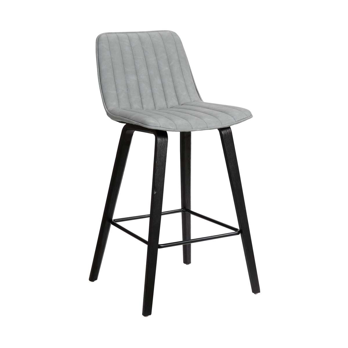 Lorenz 26" Gray Faux Leather Barstool In Black Brushed Wood Finish By Armen Living | Bar Stools | Modishstore