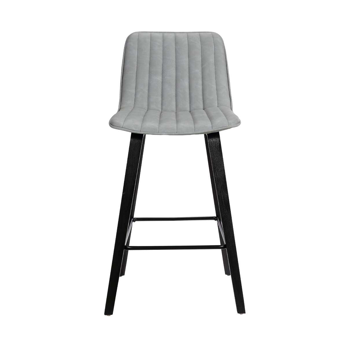 Lorenz 26" Gray Faux Leather Barstool In Black Brushed Wood Finish By Armen Living | Bar Stools | Modishstore - 2