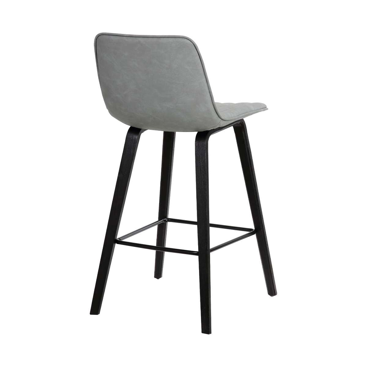 Lorenz 26" Gray Faux Leather Barstool In Black Brushed Wood Finish By Armen Living | Bar Stools | Modishstore - 3