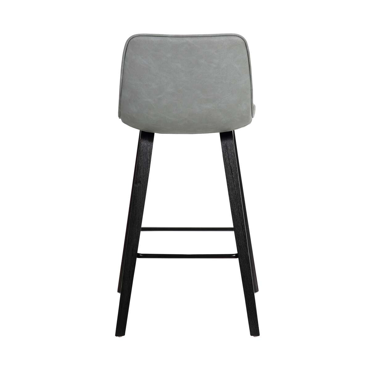 Lorenz 26" Gray Faux Leather Barstool In Black Brushed Wood Finish By Armen Living | Bar Stools | Modishstore - 4