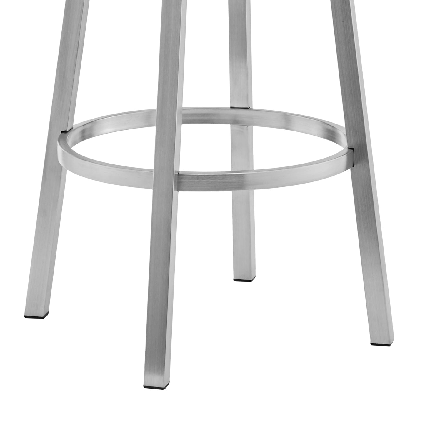 Lorin 26" White Faux Leather and Brushed Stainless Steel Swivel Bar Stool By Armen Living | Bar Stools | Modishstore - 7