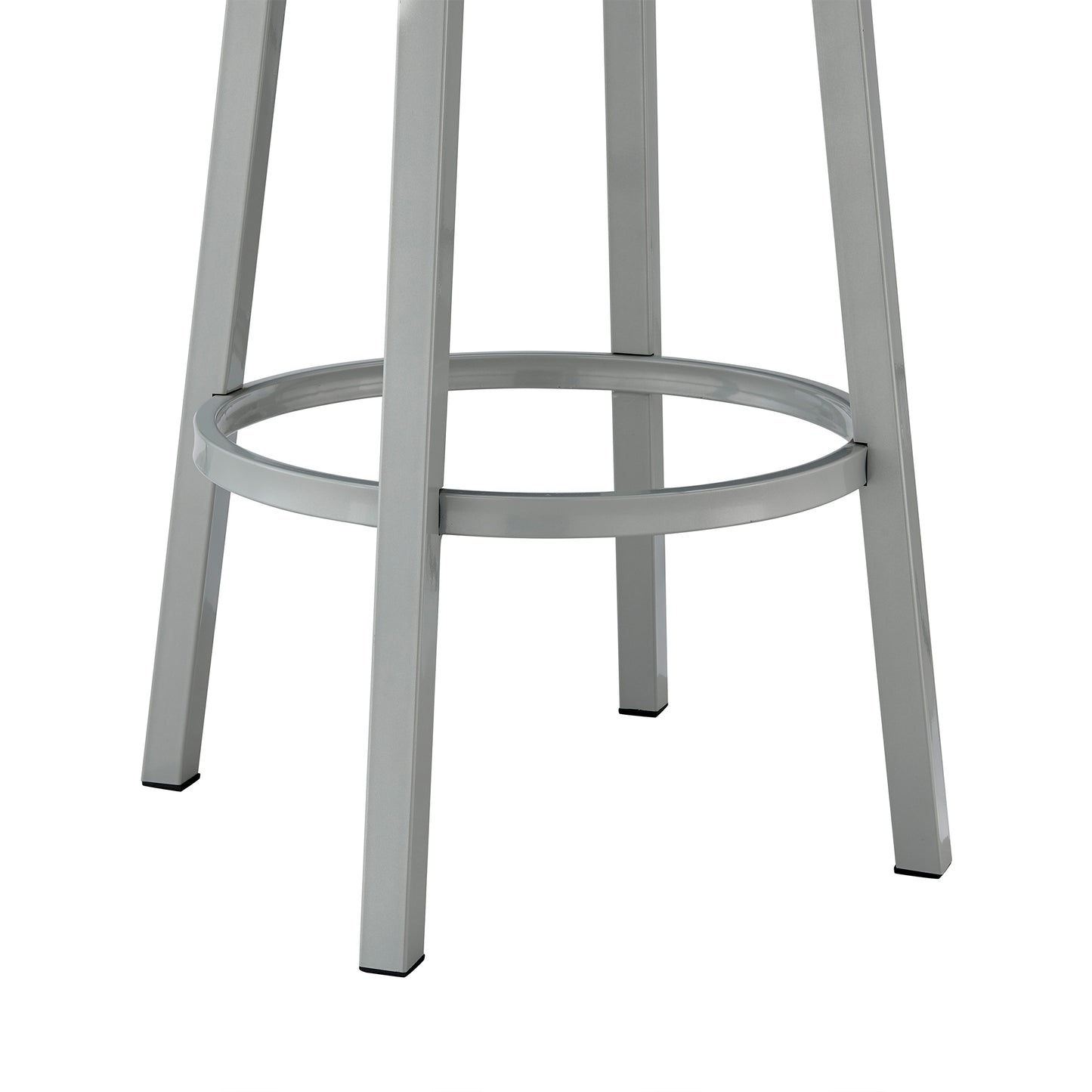 Lorin 26" Counter Height Swivel Bar Stool in Silver Finish with White Faux Leather By Armen Living | Bar Stools | Modishstore - 8