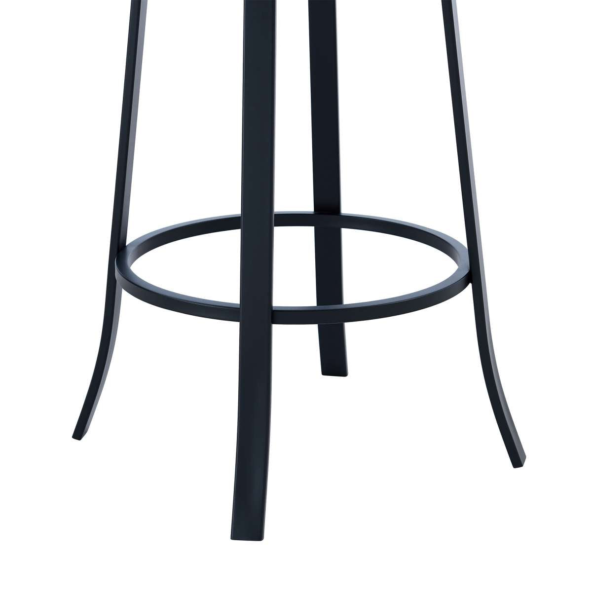 Lotus Contemporary 26" Counter Height Barstool in Matte Black Finish and Gray Faux Leather By Armen Living | Bar Stools |  Modishstore  - 7