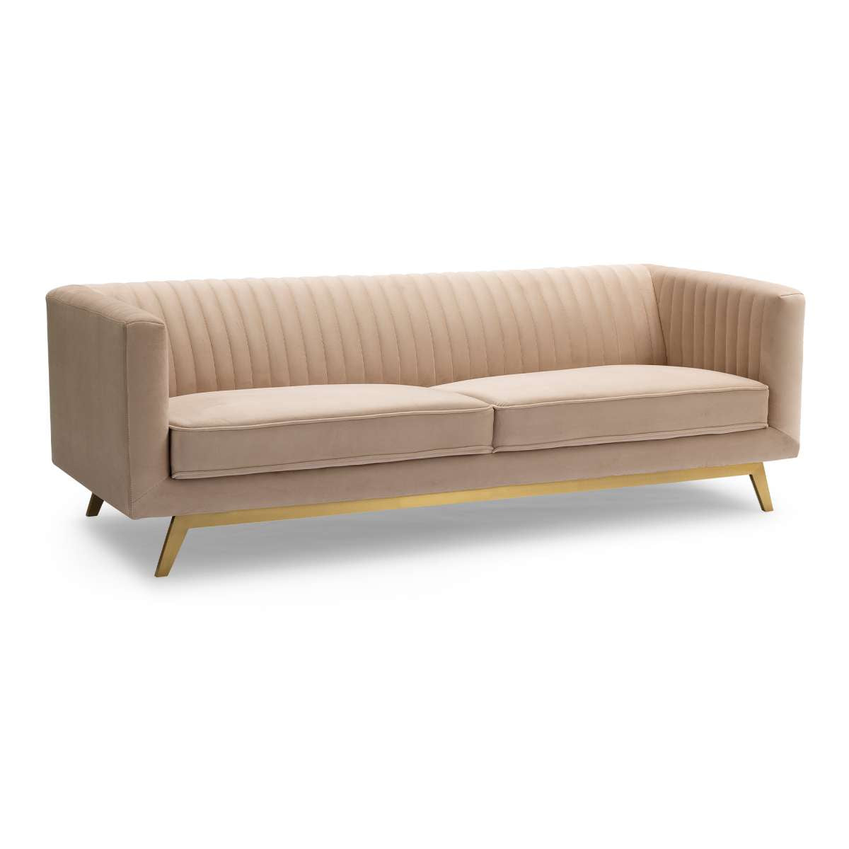 Liv Modern Beige Velvet Sofa By Armen Living | Sofas | Modishstore - 3