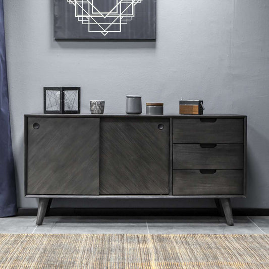 Leven Mid-Century Tundra Gray Acacia Buffet Cabinet By Armen Living | Sideboards | Modishstore