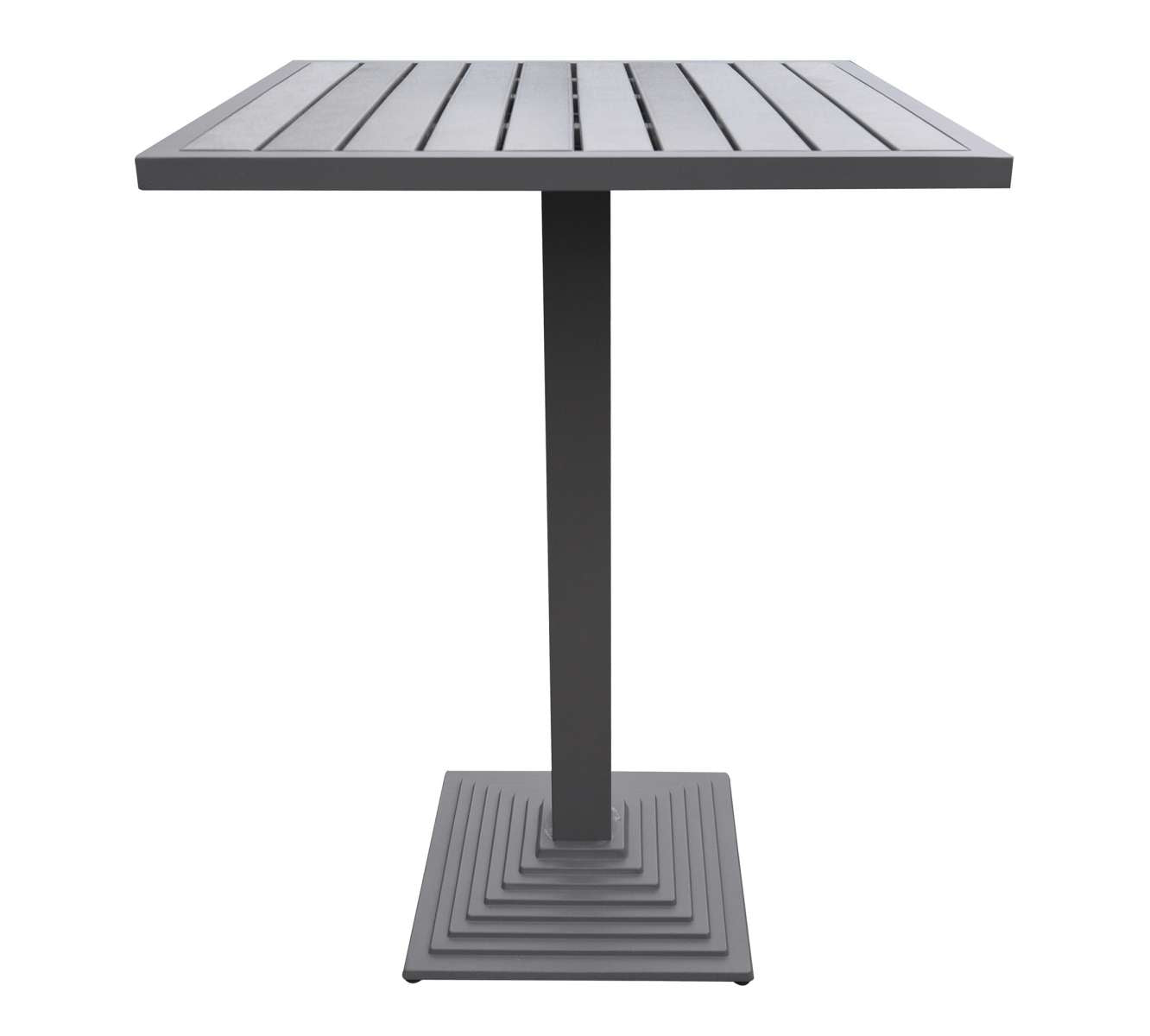 Marina Outdoor Grey Patio Bar Table in Grey Powder Coated Finish and Grey Wood Top By Armen Living | Outdoor Tables |  Modishstore  - 5