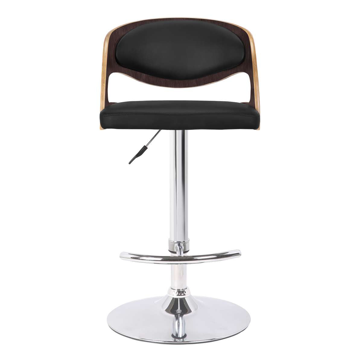 Malibu Swivel Barstool in Black Faux Leather with Dark Oak Wood Finish By Armen Living | Bar Stools | Modishstore - 3