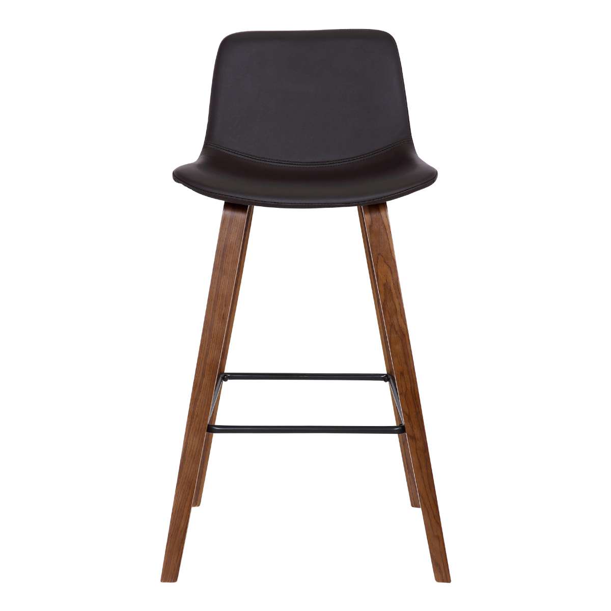 Maddie Contemporary Barstool in Walnut Wood Finish and Brown Faux Leather By Armen Living | Bar Stools | Modishstore - 3