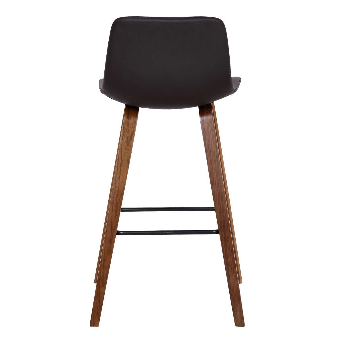 Maddie Contemporary Barstool in Walnut Wood Finish and Brown Faux Leather By Armen Living | Bar Stools | Modishstore - 5