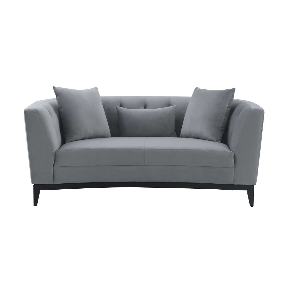 Melange Gray Velvet Loveseat with Black Wood Base By Armen Living | Loveseats |  Modishstore  - 2