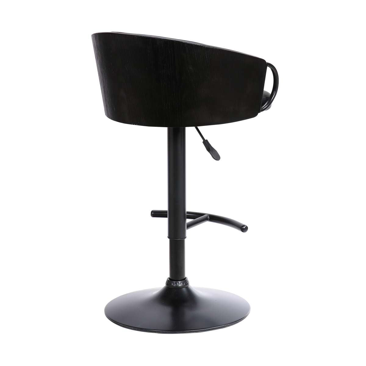 Montego Adjustable Black Faux Leather Swivel Barstool in Black Powder Coated Finish By Armen Living | Bar Stools | Modishstore - 3