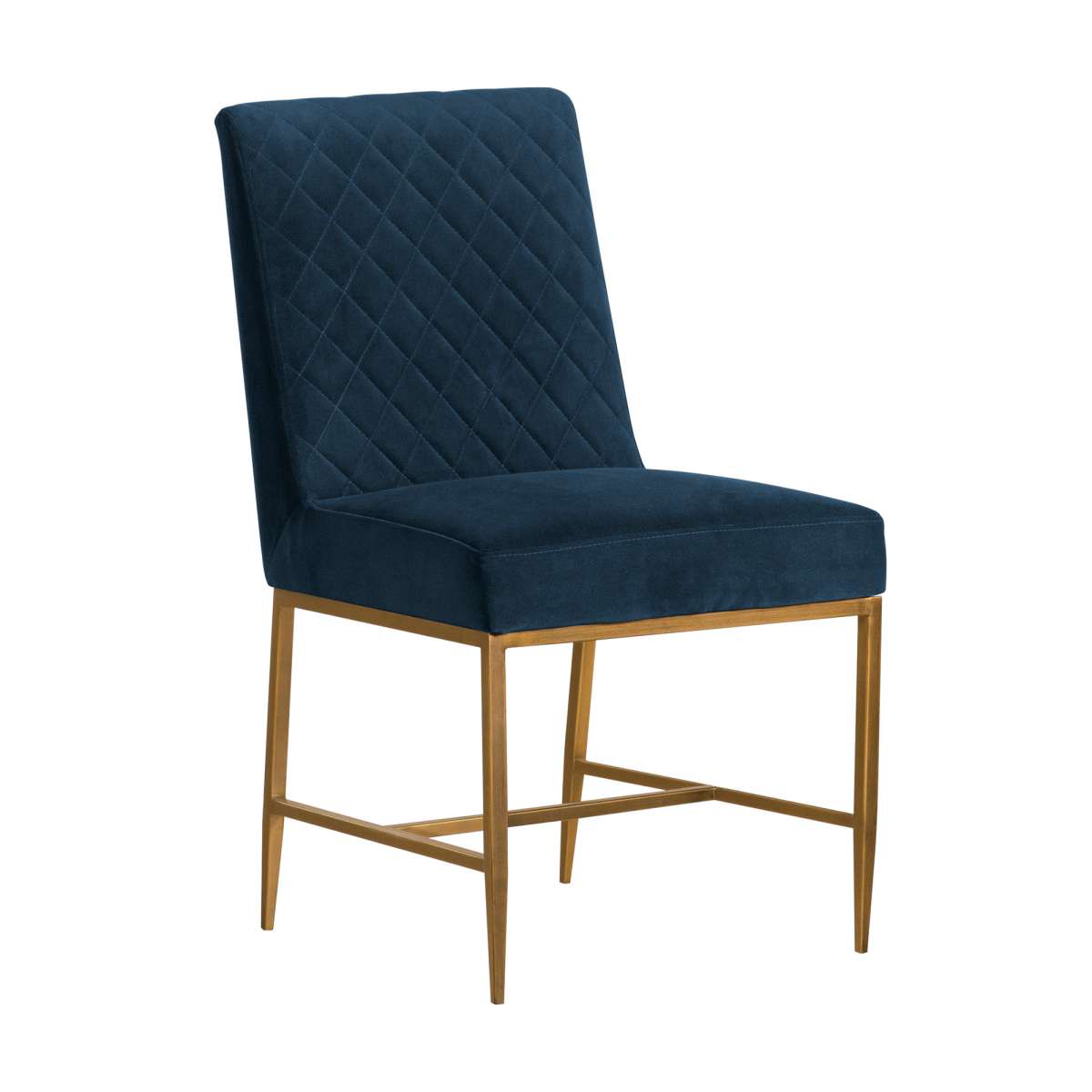 Memphis Blue Velvet and Antique Brass Accent Dining Chair- Set of 2 By Armen Living | Dining Chairs | Modishstore - 2