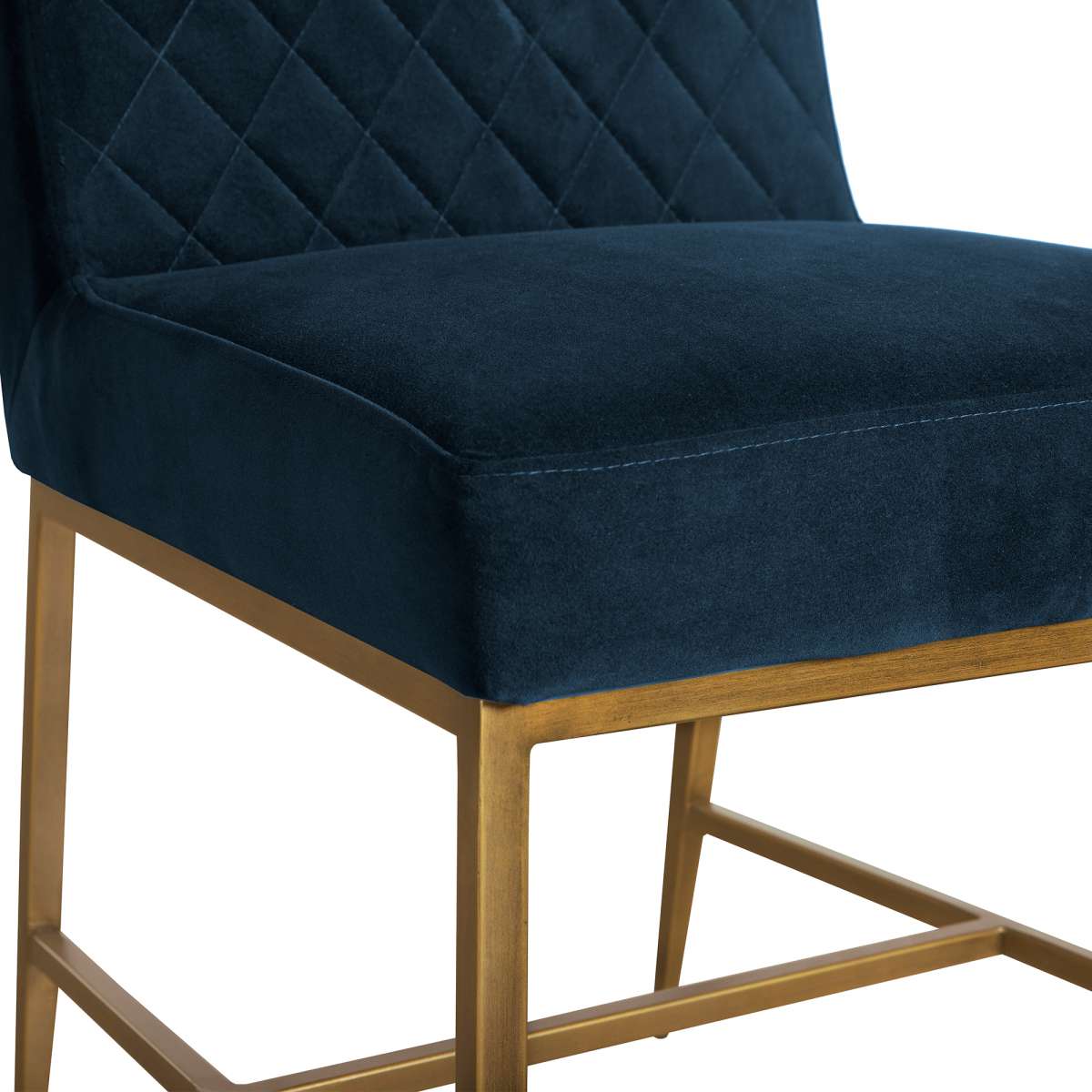 Memphis Blue Velvet and Antique Brass Accent Dining Chair- Set of 2 By Armen Living | Dining Chairs | Modishstore - 4