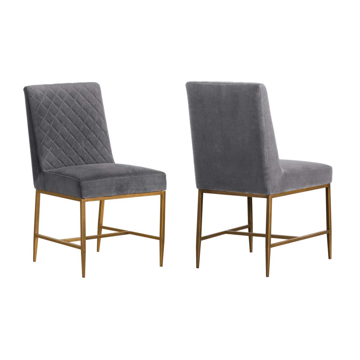 Memphis Blue Velvet and Antique Brass Accent Dining Chair- Set of 2 By Armen Living | Dining Chairs | Modishstore - 7