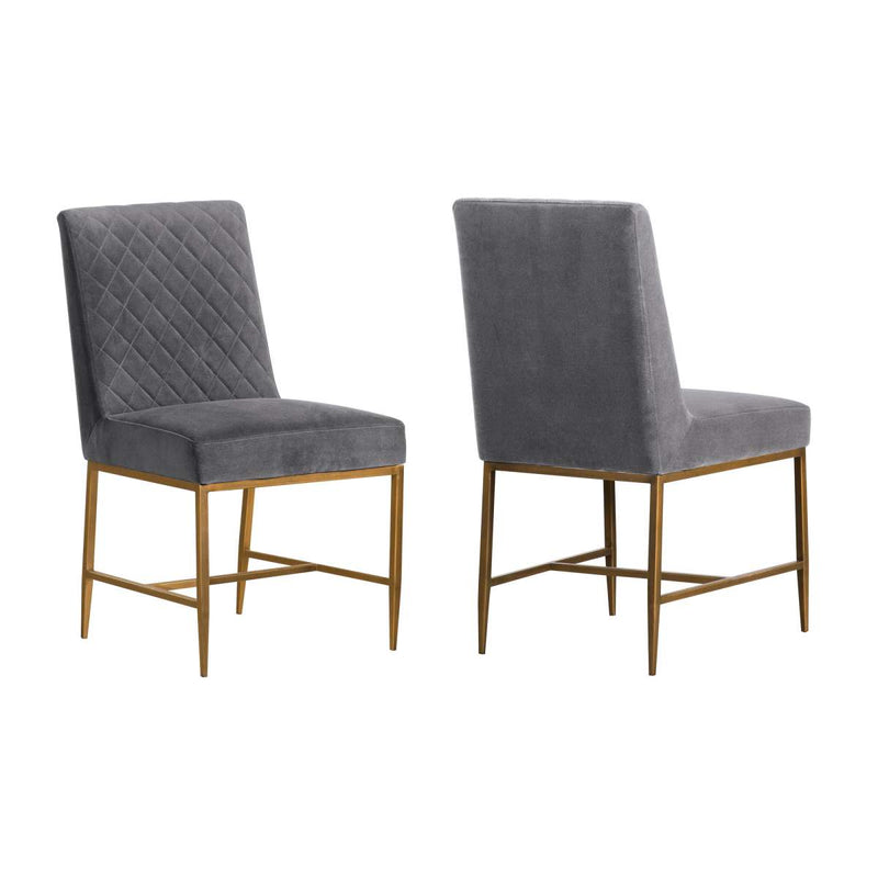 Memphis Blue Velvet and Antique Brass Accent Dining Chair- Set of 2 By Armen Living | Dining Chairs | Modishstore - 7