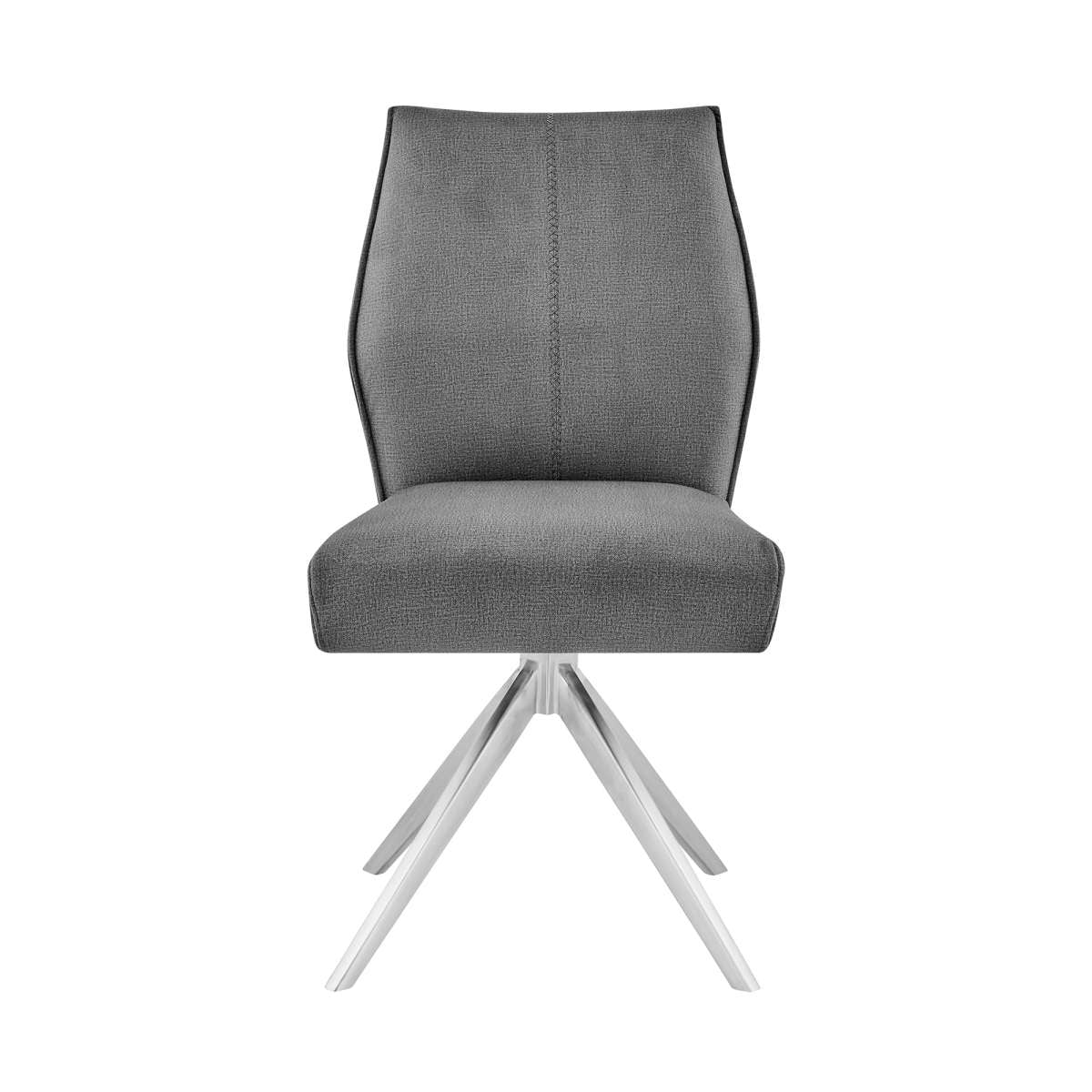 Monarch Swivel Dining Room Accent Chair in Gray Fabric and Brushed Stainless Steel Finish - Set of 2 By Armen Living | Dining Chairs | Modishstore - 2