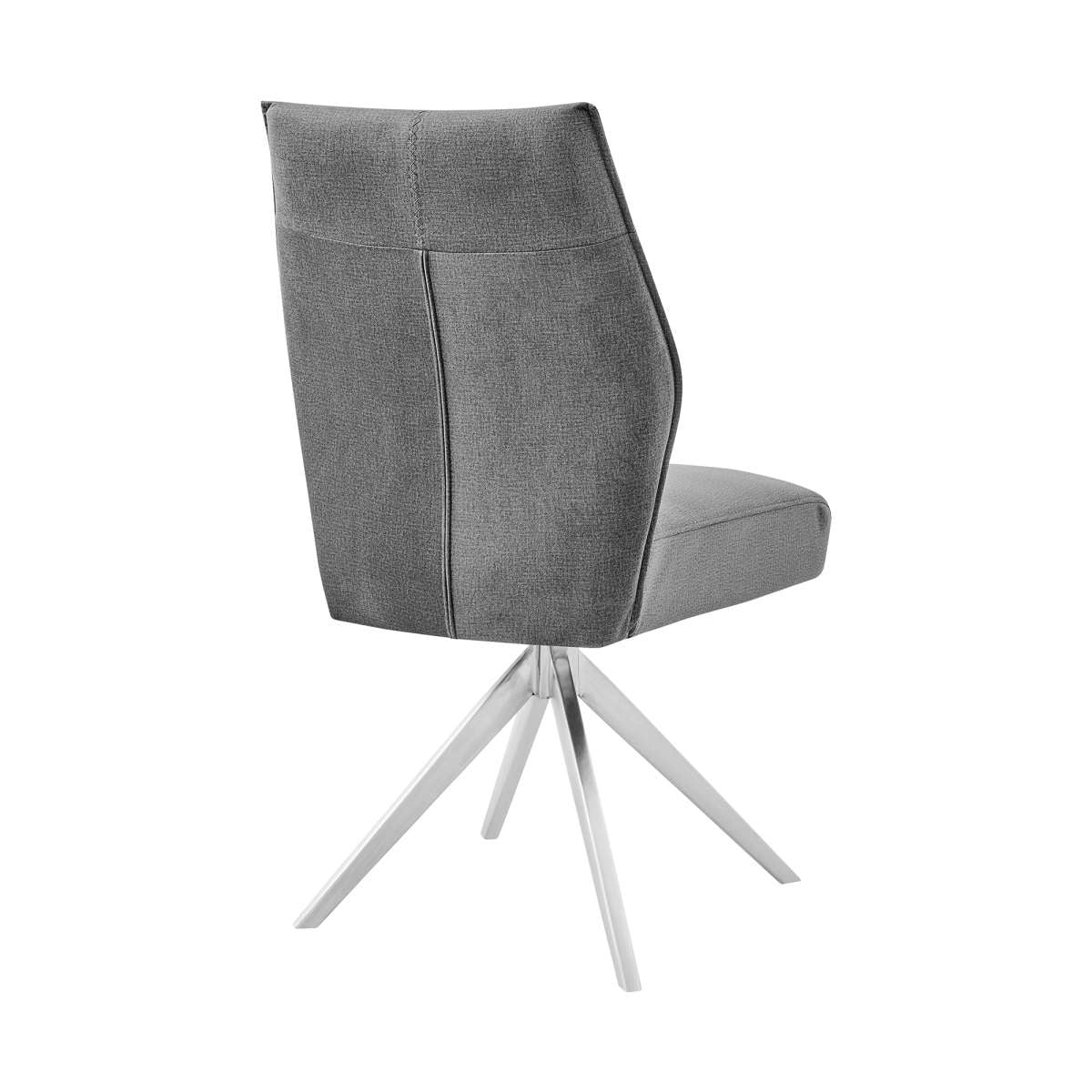 Monarch Swivel Dining Room Accent Chair in Gray Fabric and Brushed Stainless Steel Finish - Set of 2 By Armen Living | Dining Chairs | Modishstore - 3