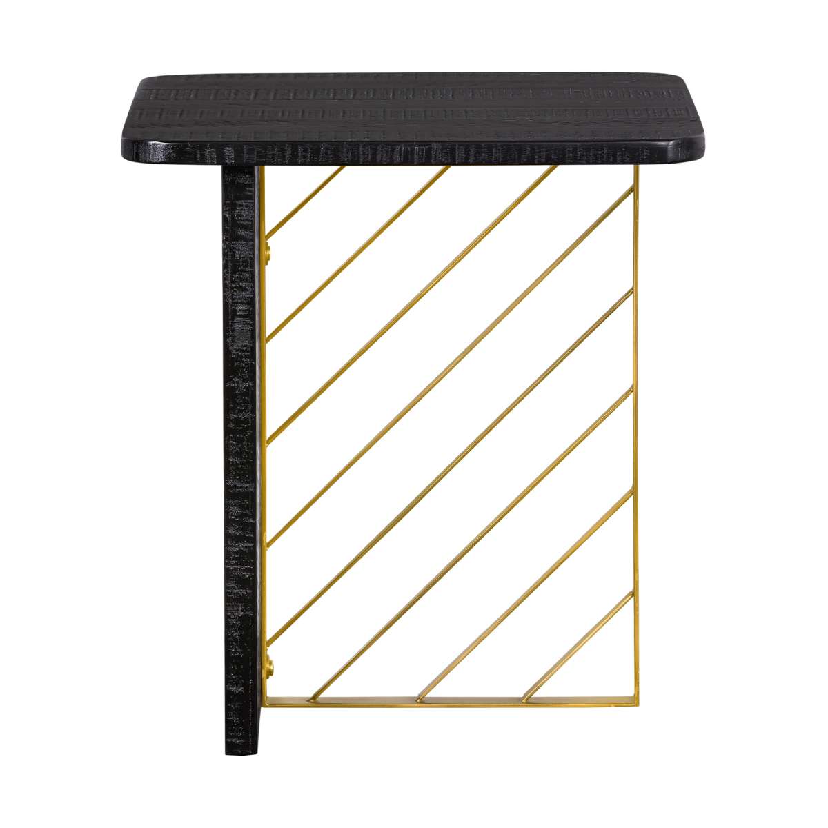 Monaco Black Wood Side Table with Antique Brass Accent By Armen Living | End Tables | Modishstore - 3