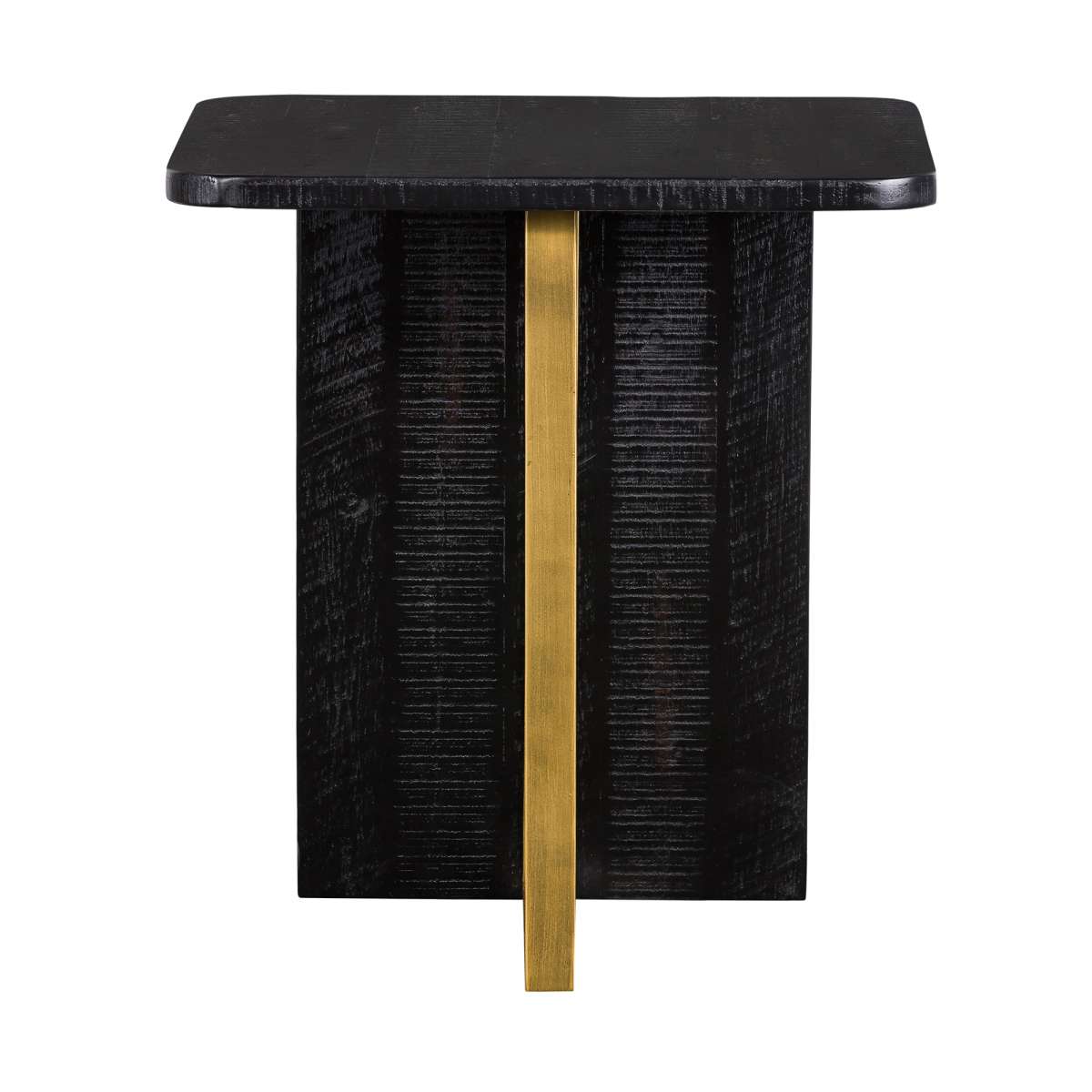 Monaco Black Wood Side Table with Antique Brass Accent By Armen Living | End Tables | Modishstore - 4