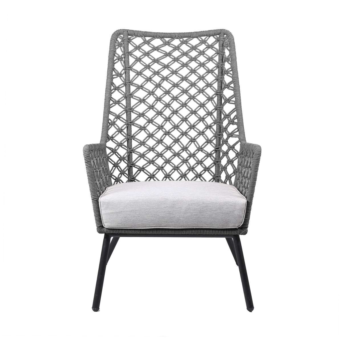 Marco Indoor Outdoor Steel Lounge Chair with Grey Rope and Grey Cushion By Armen Living | Outdoor Chairs |  Modishstore  - 3