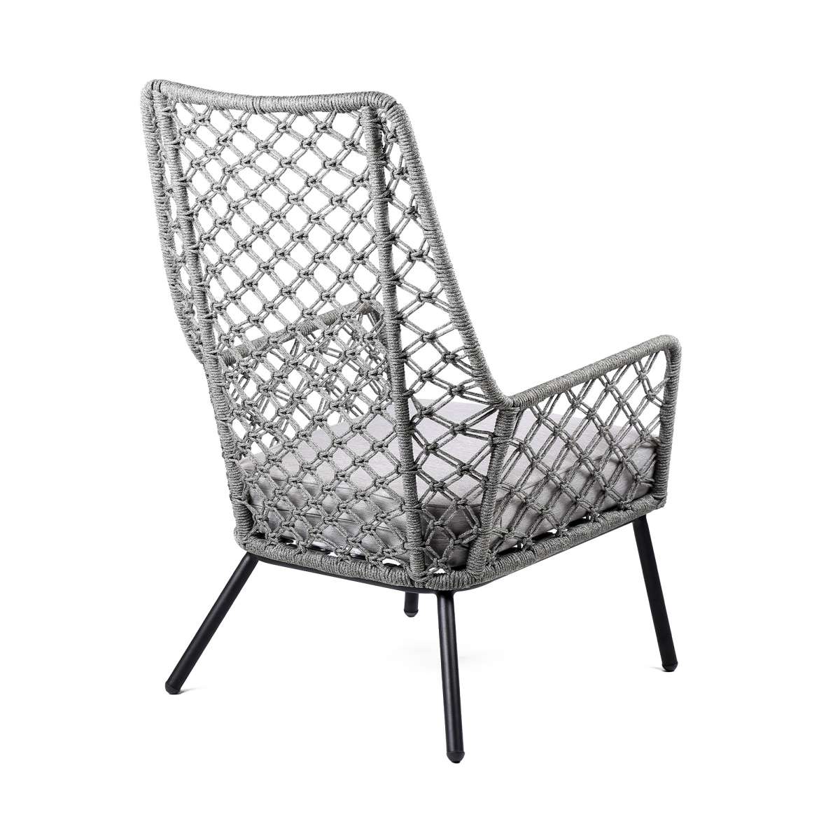 Marco Indoor Outdoor Steel Lounge Chair with Grey Rope and Grey Cushion By Armen Living | Outdoor Chairs |  Modishstore  - 4