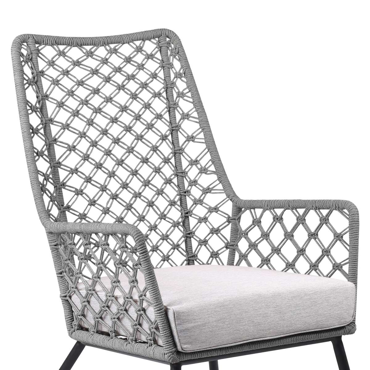 Marco Indoor Outdoor Steel Lounge Chair with Grey Rope and Grey Cushion By Armen Living | Outdoor Chairs |  Modishstore  - 5