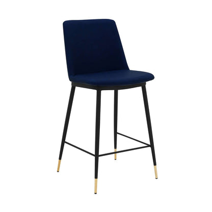 Messina 26" Blue Faux Leather and Metal Counter Height Bar Stool By Armen Living | Bar Stools |  Modishstore  - 6