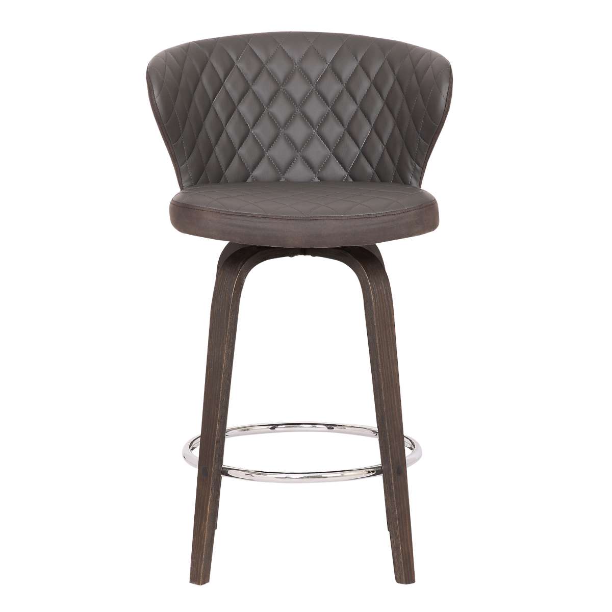 Mynette 26" Swivel Brown Faux Leather Bar Stool By Armen Living | Bar Stools | Modishstore - 3