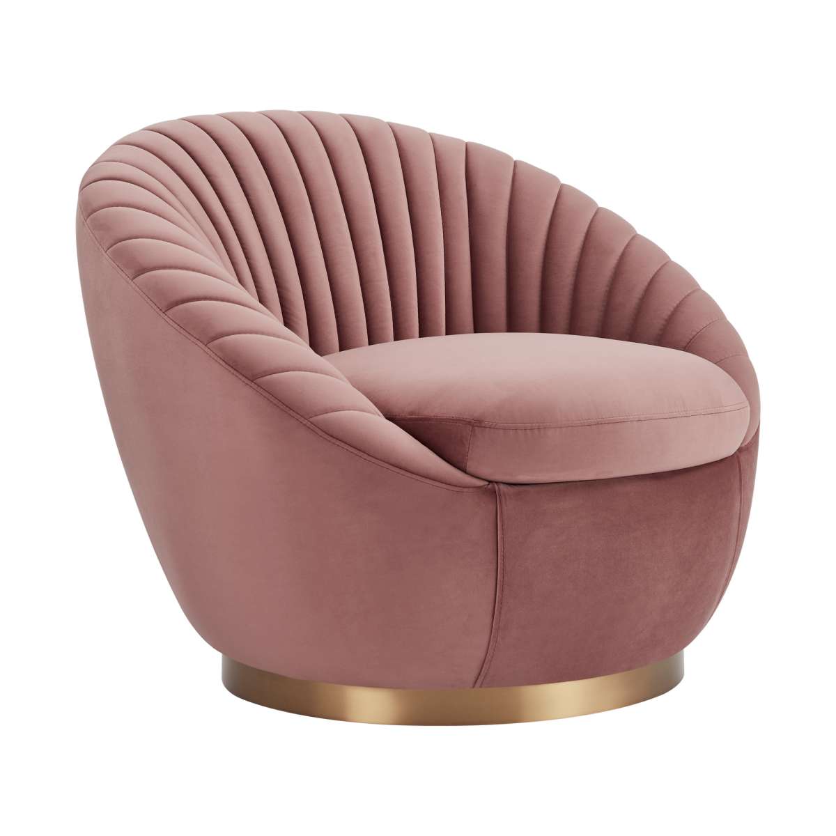 Mitzy Blush Velvet Swivel Accent Chair with Gold Base By Armen Living | Accent Chairs |  Modishstore  - 6