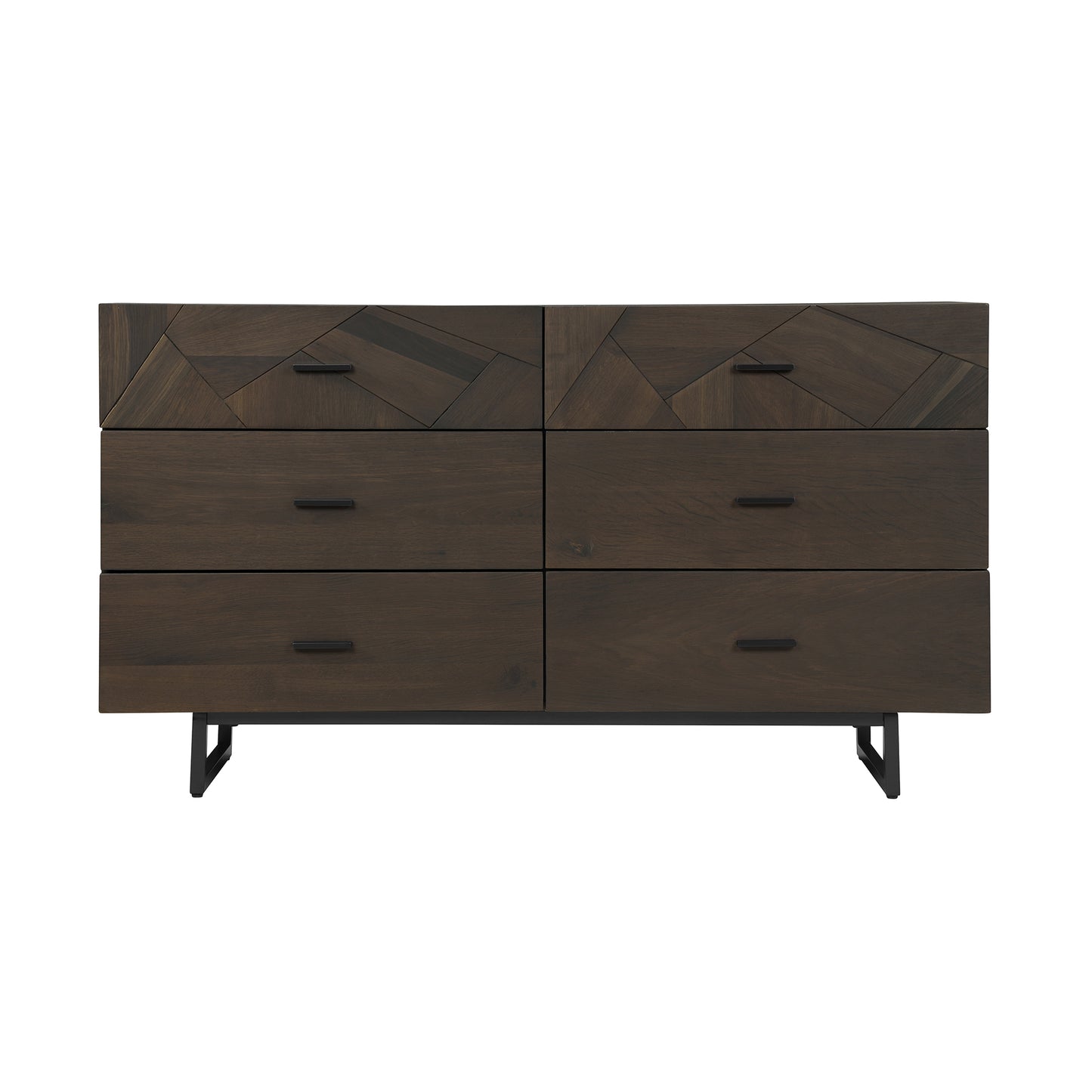 Marquis 6 Drawer Oak Wood Dresser with Black Metal Legs By Armen Living | Dressers | Modishstore - 2