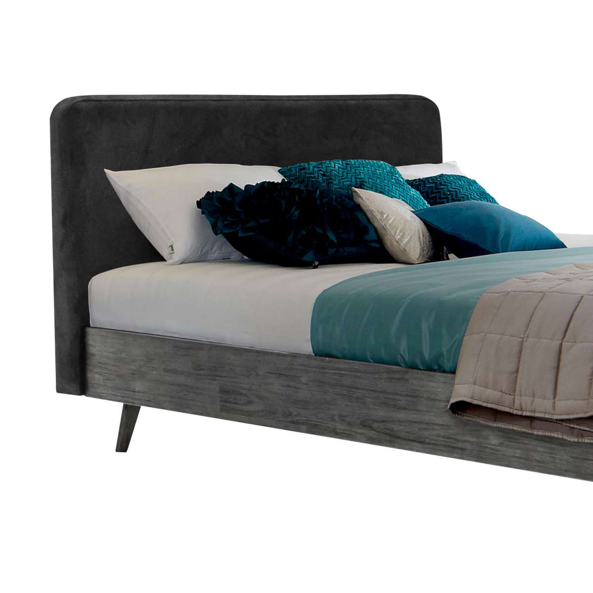 Mohave Mid-Century Tundra Gray Acacia King Platform Bed By Armen Living | Beds | Modishstore - 3