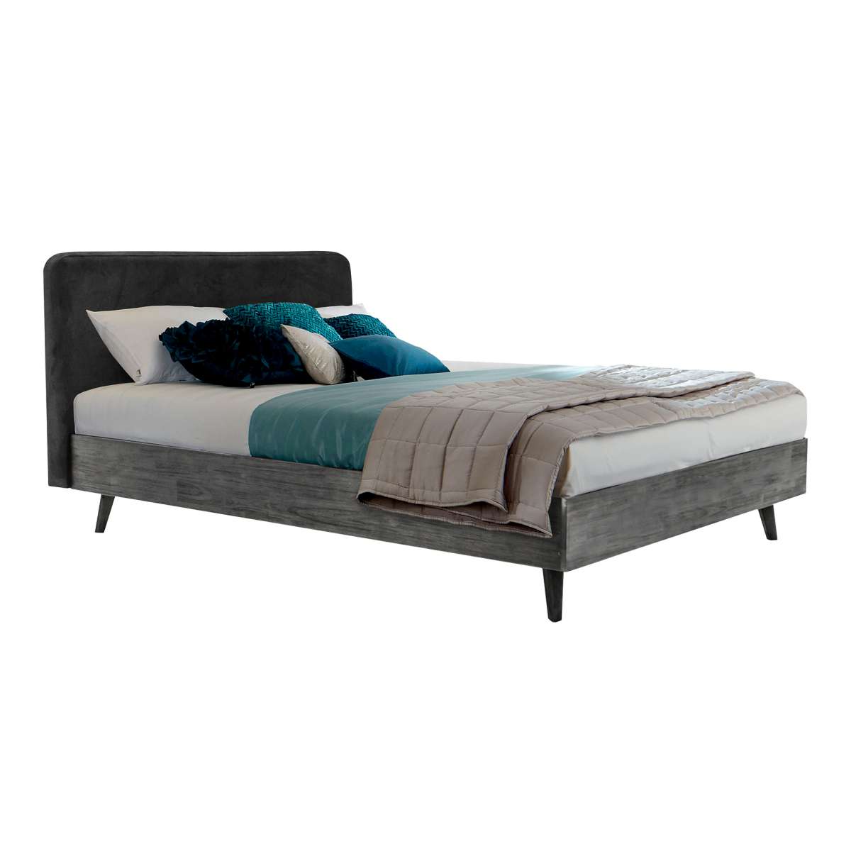 Mohave Mid Century Tundra Gray Acacia Queen Platform Bed By Armen Living | Beds | Modishstore - 2