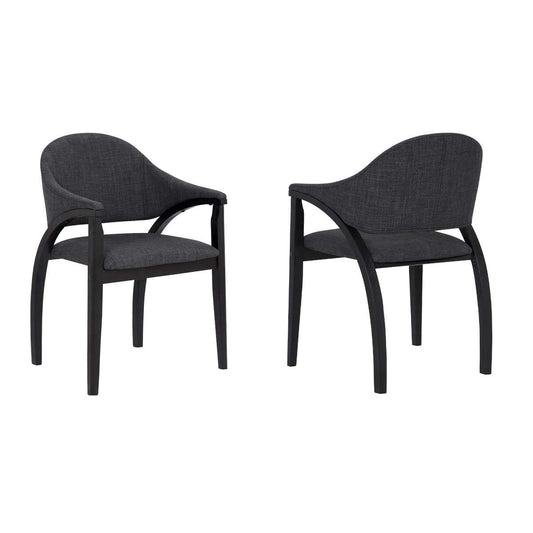 Meadow Contemporary Dining Chair in Black Brush Wood Finish and Charcoal Fabric - Set of 2 By Armen Living | Dining Chairs | Modishstore