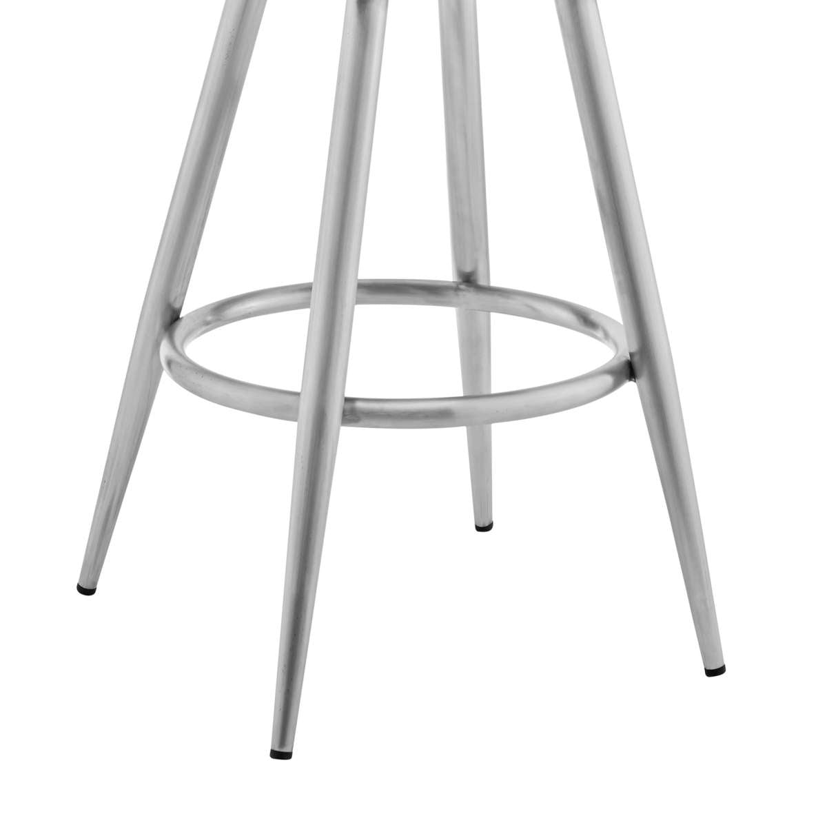 Maxen 26" Gray Faux Leather and Brushed Stainless Steel Swivel Bar Stool By Armen Living | Bar Stools | Modishstore - 5