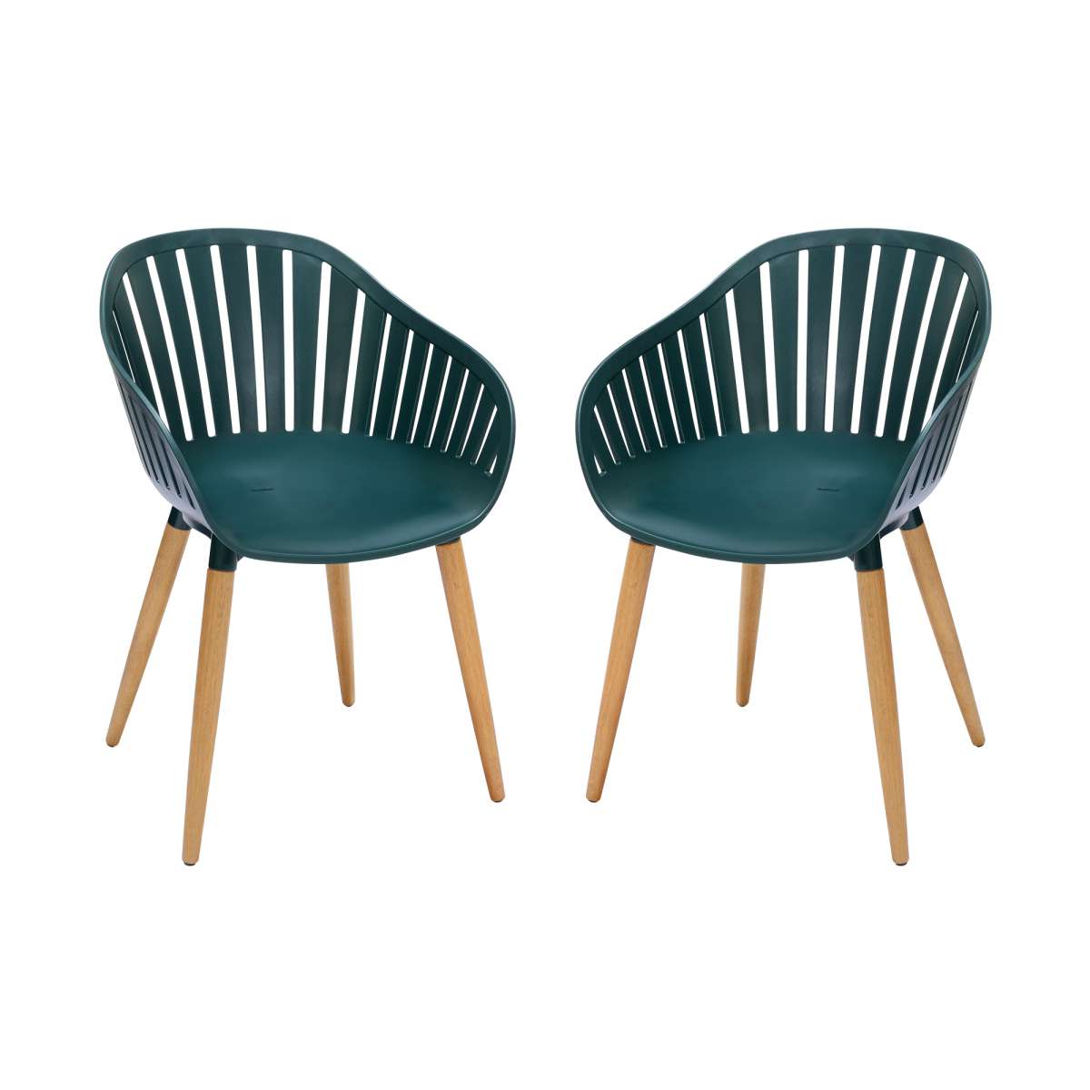 Nassau Outdoor Green Dining Chair with Eucalyptus Wood Legs - Set of 2 By Armen Living | Outdoor Chairs |  Modishstore  - 2