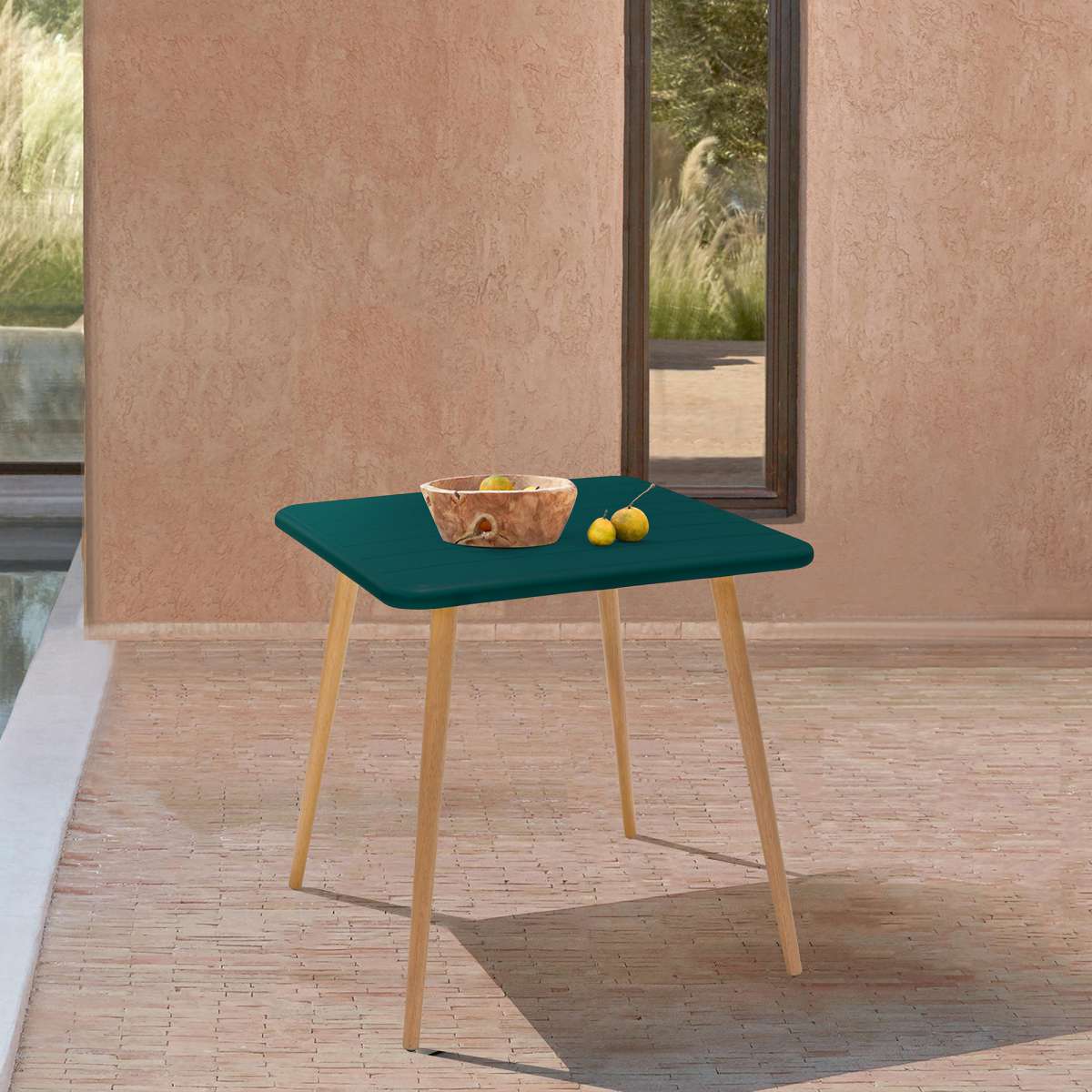 Nassau Square Outdoor Green Eucalyptus Dining Table By Armen Living | Outdoor Tables |  Modishstore 