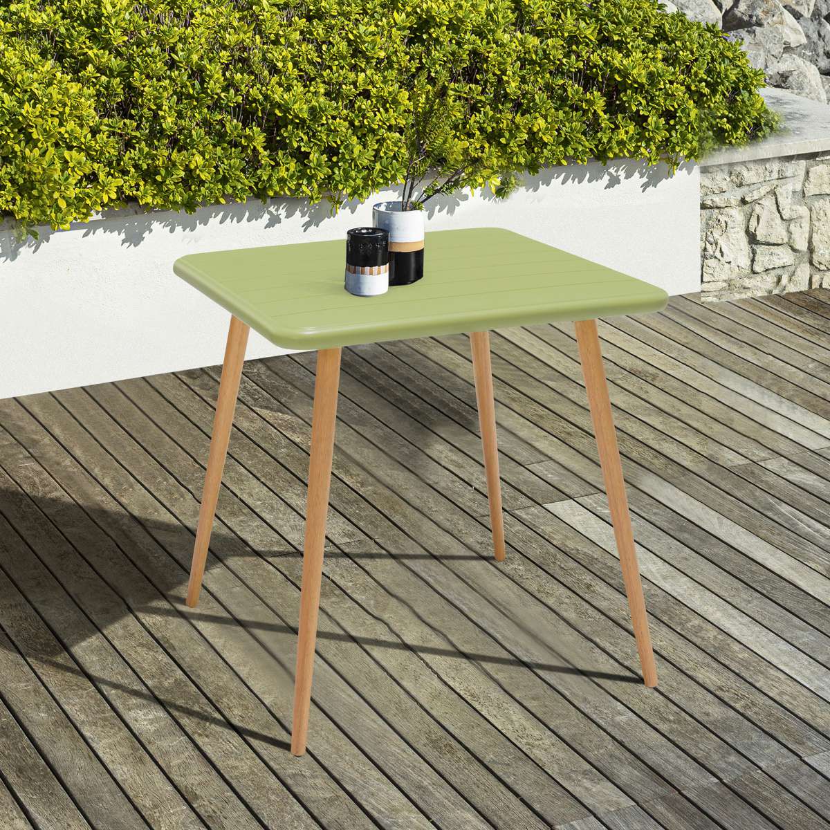 Nassau Square Outdoor Green Eucalyptus Dining Table By Armen Living | Outdoor Tables |  Modishstore  - 16