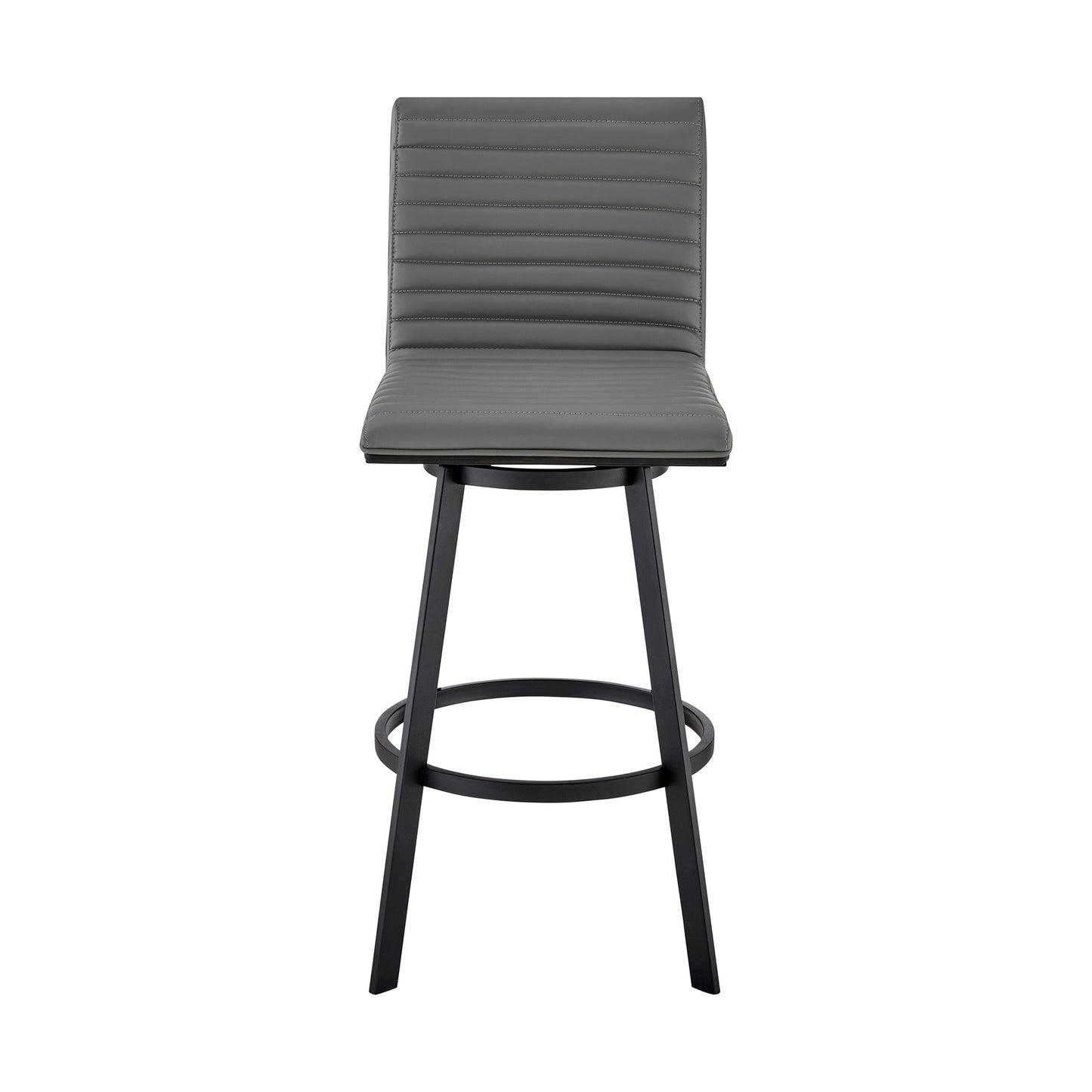 Nikole 26" Counter Height Swivel Bar Stool in Matt Black Finish with Gray Faux Leather By Armen Living | Bar Stools | Modishstore - 3