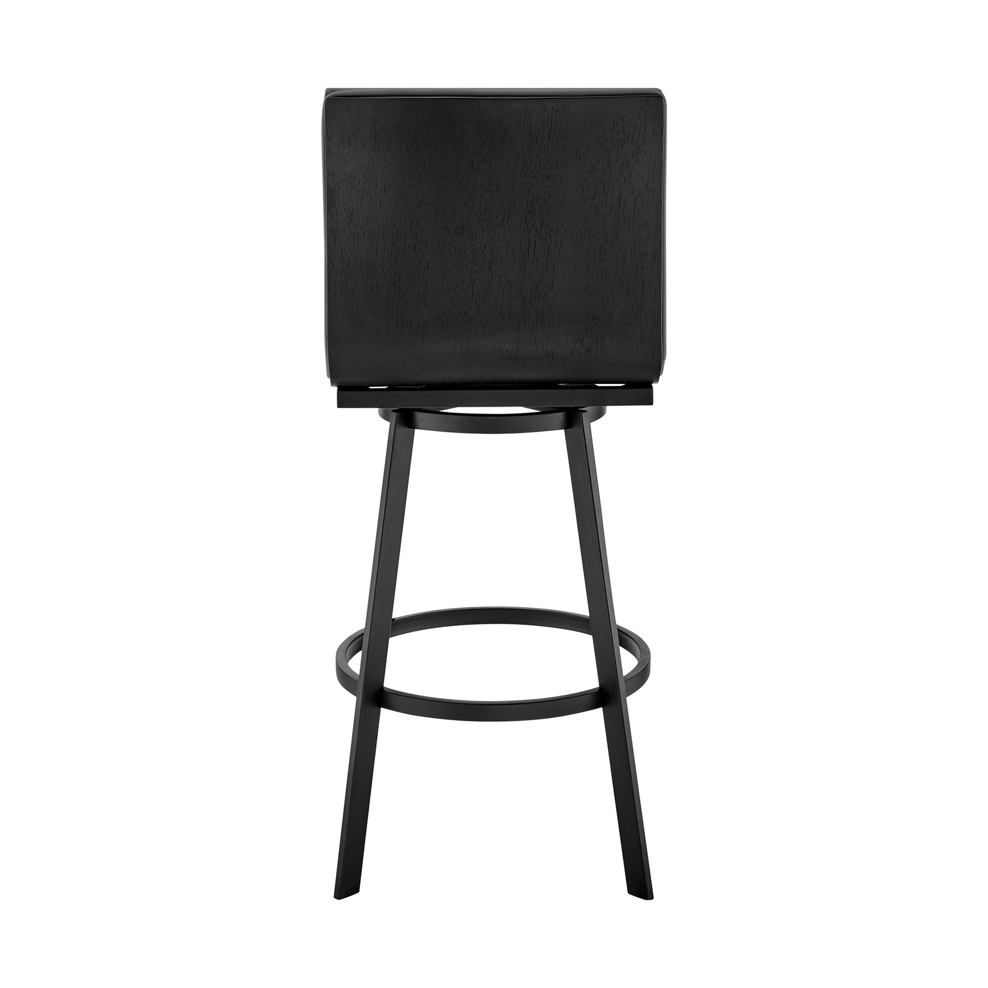 Nikole 26" Counter Height Swivel Bar Stool in Matt Black Finish with Gray Faux Leather By Armen Living | Bar Stools | Modishstore - 6