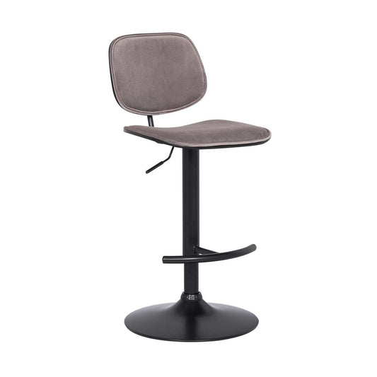 Nancy Adjustable Gray Velvet Swivel Barstool in Black Powder Coated Finish By Armen Living | Bar Stools | Modishstore