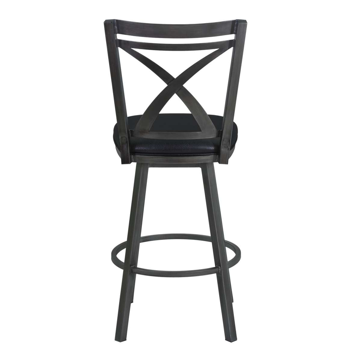 Nova 26" Counter Height Metal Swivel Barstool in Ford Black Pu and Mineral Finish By Armen Living | Bar Stools | Modishstore - 3