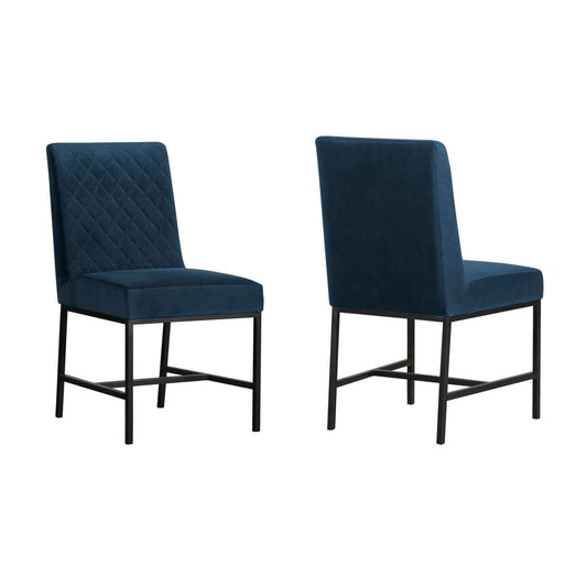 Napoli Blue Velvet and Black Leg Modern Accent Dining Chair- Set of 2 By Armen Living | Dining Chairs | Modishstore