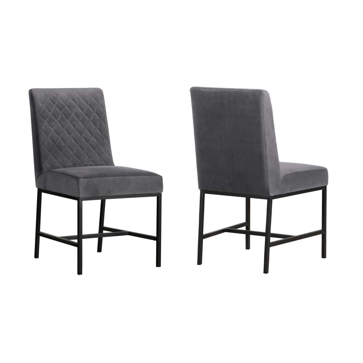 Napoli Blue Velvet and Black Leg Modern Accent Dining Chair- Set of 2 By Armen Living | Dining Chairs | Modishstore - 6