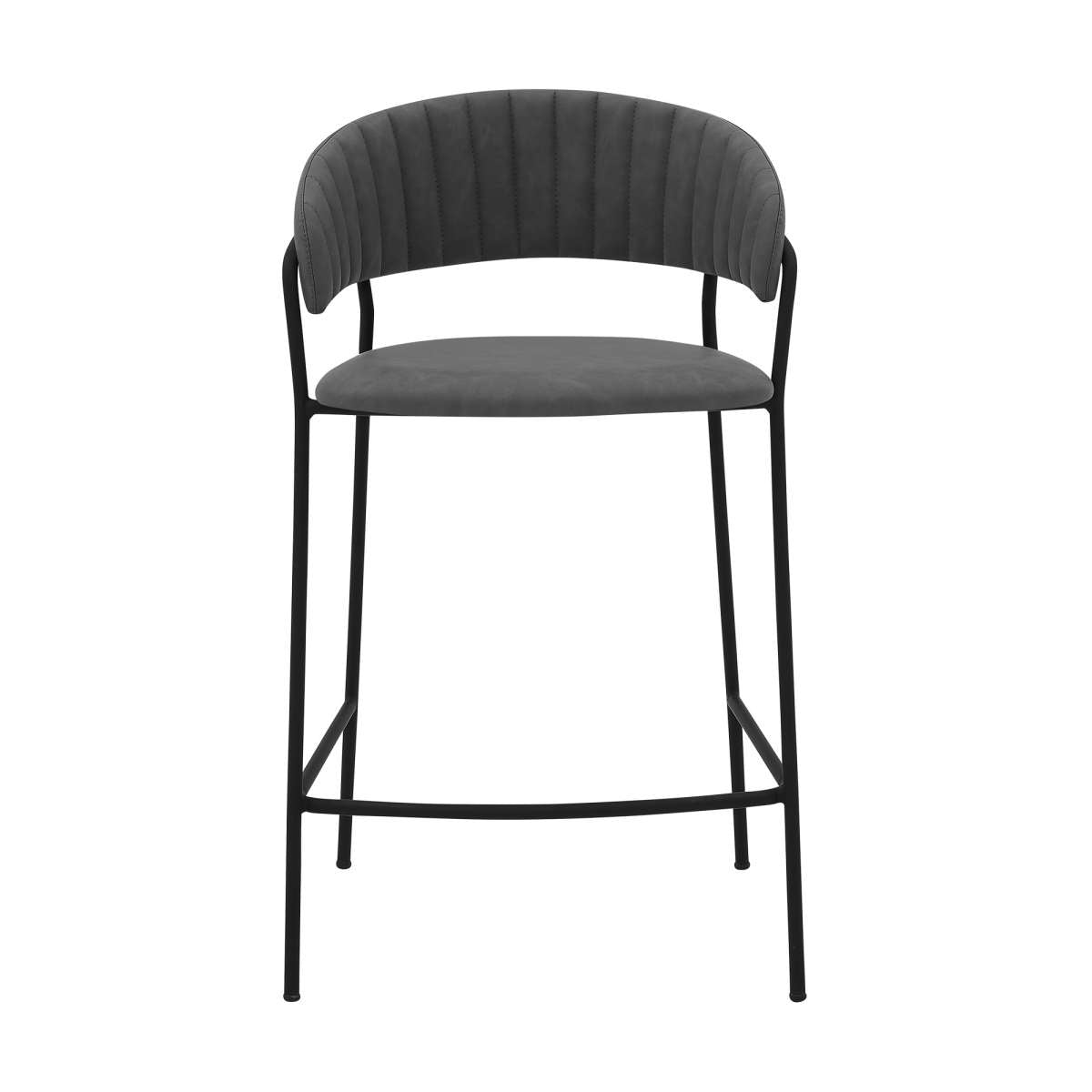 Nara 26" Gray Faux Leather and Metal Counter Height Bar Stool By Armen Living | Bar Stools |  Modishstore  - 5