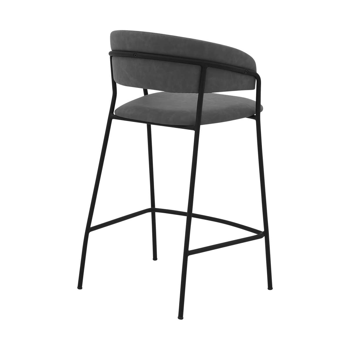 Nara 26" Gray Faux Leather and Metal Counter Height Bar Stool By Armen Living | Bar Stools |  Modishstore  - 6