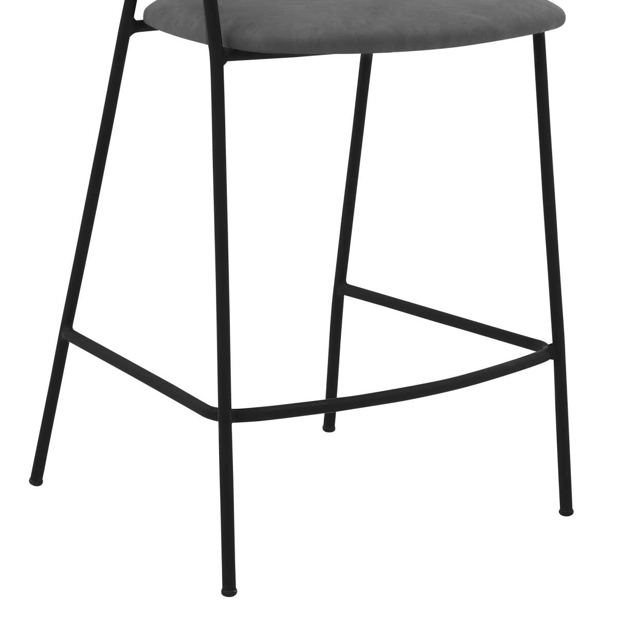 Nara 26" Gray Faux Leather and Metal Counter Height Bar Stool By Armen Living | Bar Stools |  Modishstore  - 3